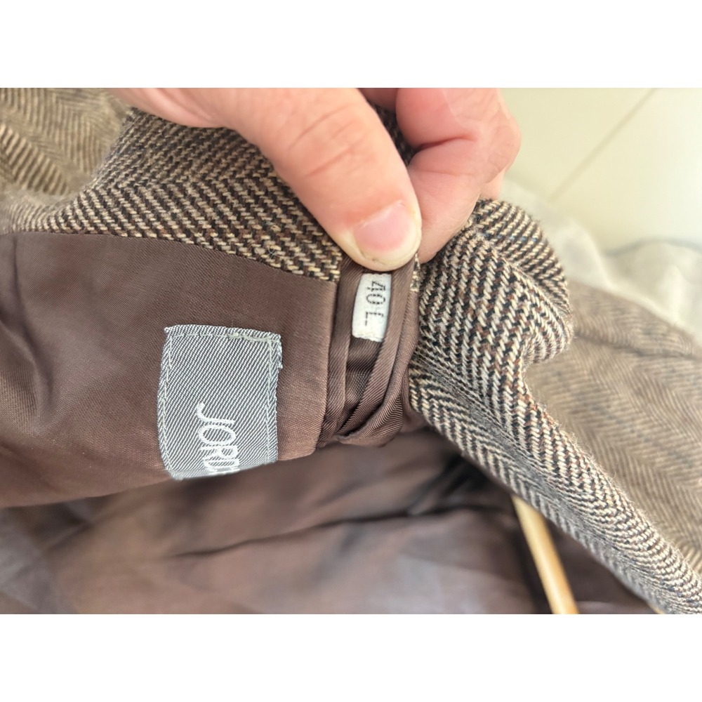 Jordache Vintage Mens 40L Herringbone Blazer Brown Wool Blend Sport Coat Jacket - Picture 7 of 11